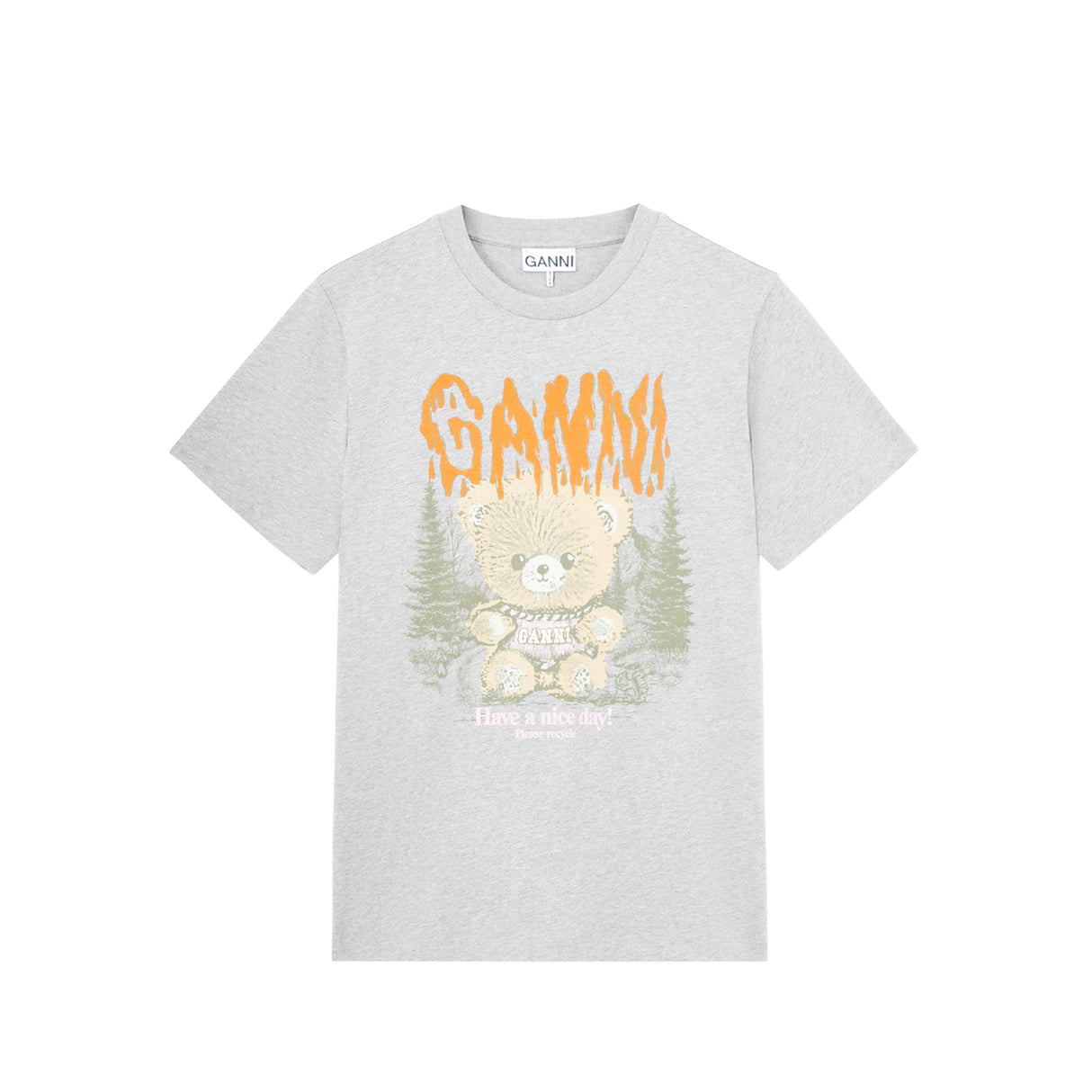Ganni RELAXED T-SHIRT TEDDY FOREST, Paloma