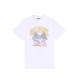 Ganni RELAXED T-SHIRT TEDDY MUSHROOMS, Bright White
