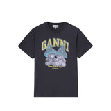 Ganni RELAXED T-SHIRT TEDDY MUSHROOMS, Phantom