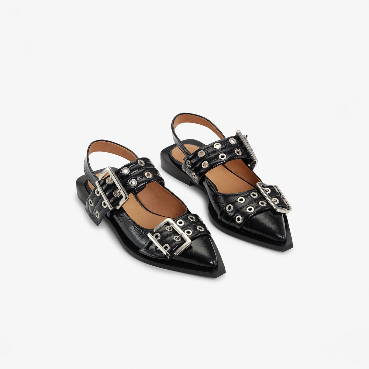 Ganni S2730 FEMININE BUCKLE BALLERINA, Black