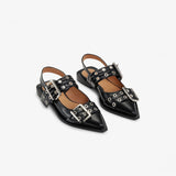 Ganni S2730 FEMININE BUCKLE BALLERINA, Black