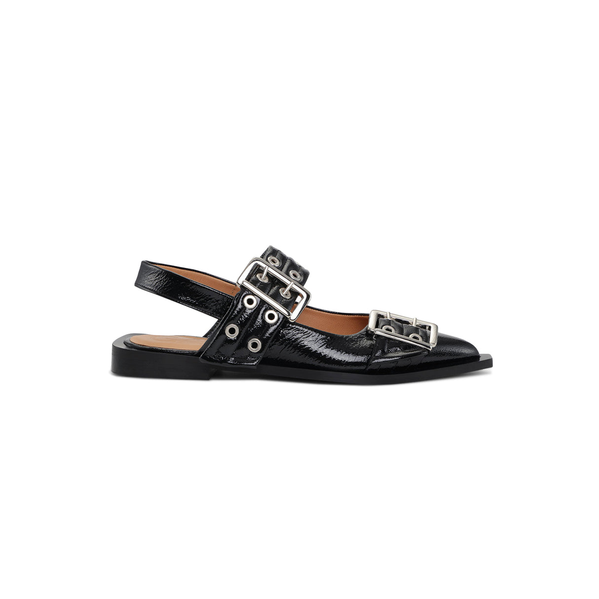 Ganni S2730 FEMININE BUCKLE BALLERINA, Black