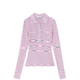 Ganni SPACEDYED KNIT POLO, Chalk Pink