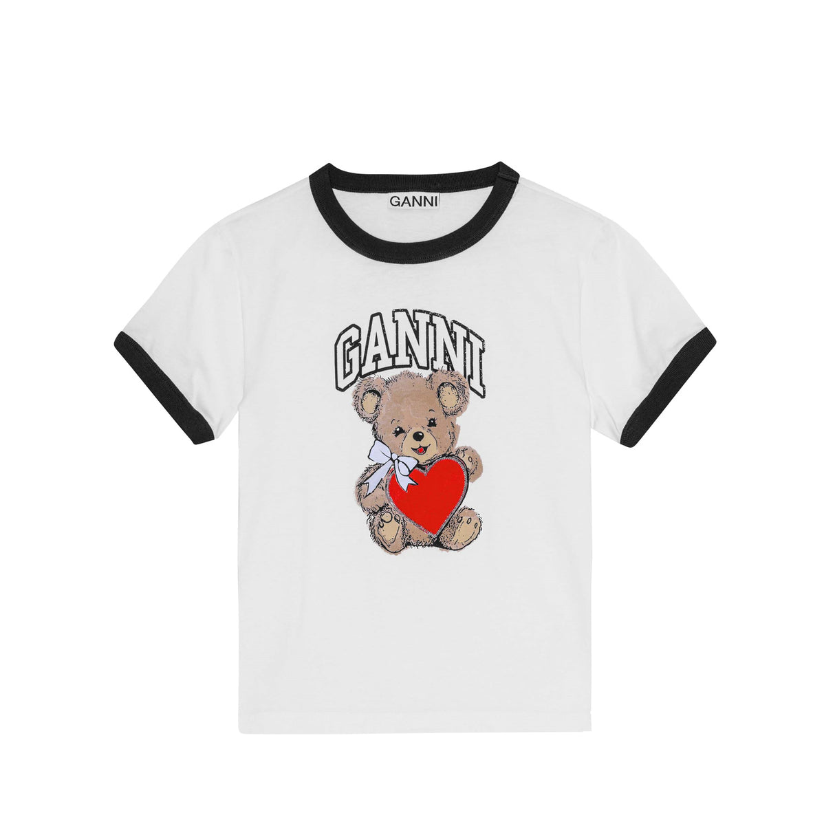 Ganni T4061 BASIC JERSEY BEAR T-SHIRT, Bright White