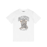 Ganni T4124 LEOPARD RELAXED T-SHIRT, White - Image 1