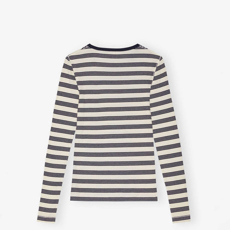 Ganni T4145 RIB LONG SLEEVE T-SHIRT, Sky Captain