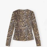 Ganni T4208 LONG SLEEVE TOP, Leopard