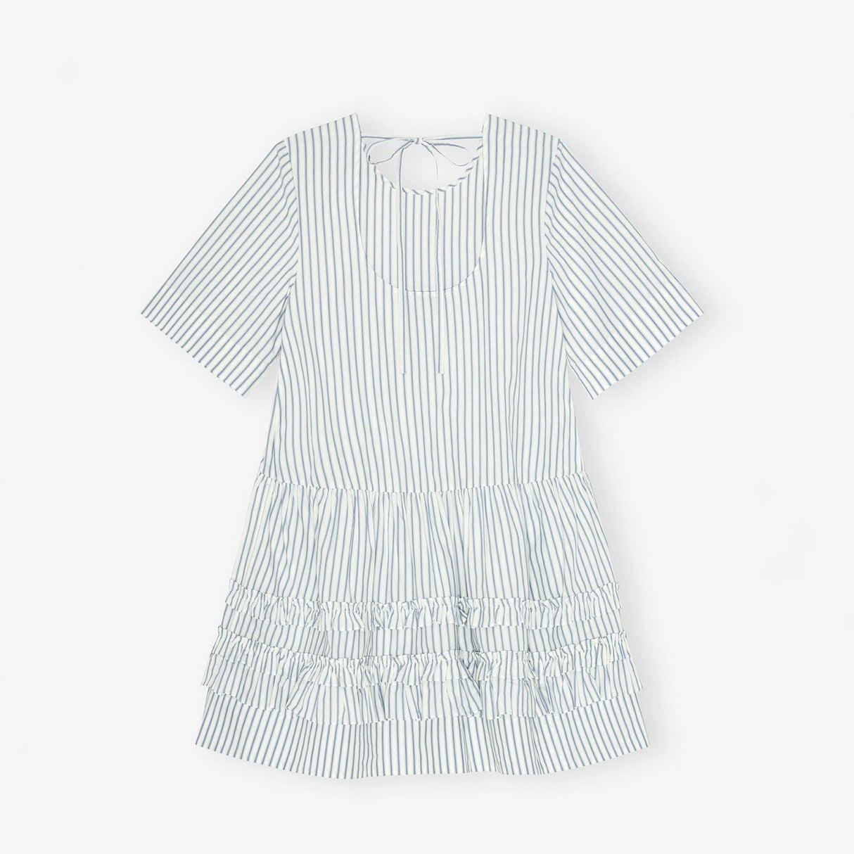 Ganni W0609 STRIPE COTTON MINI DRESS, Egret