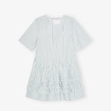 Ganni W0609 STRIPE COTTON MINI DRESS, Egret