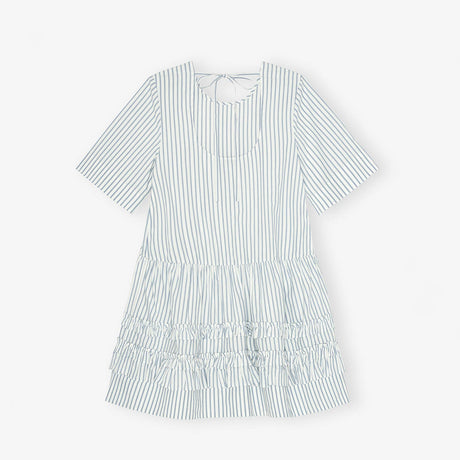 Ganni W0609 STRIPE COTTON MINI DRESS, Egret