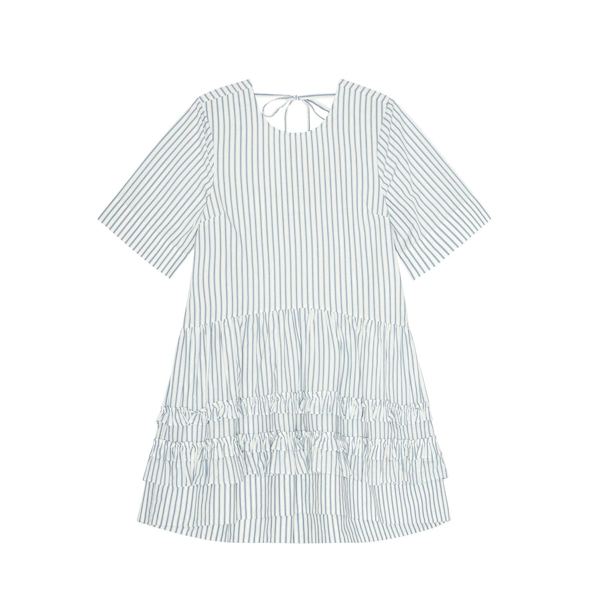 Ganni W0609 STRIPE COTTON MINI DRESS, Egret