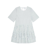 Ganni W0609 STRIPE COTTON MINI DRESS, Egret