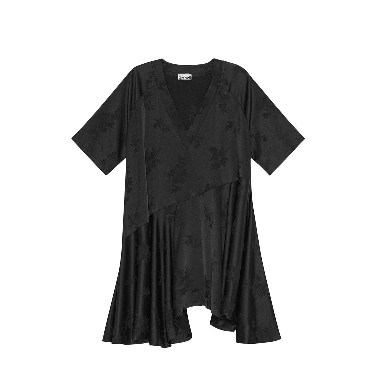 Ganni W0681 OVERSIZED MINI DRESS, Black