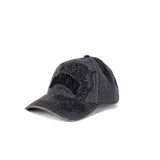 Ganni WASHED EMPROIDERY DENIM CAP, Black Washed