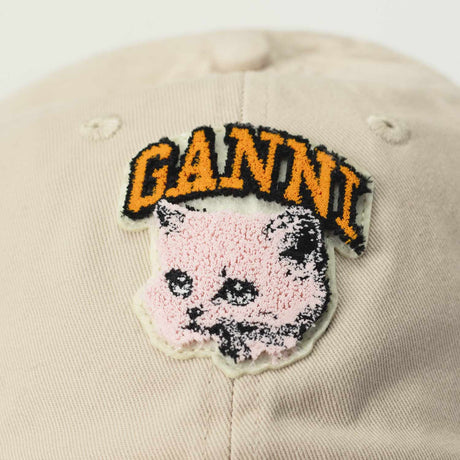 Ganni A7096 CANVAS CAT CAP, Egret