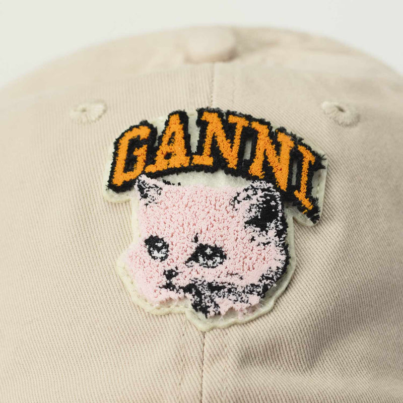 Ganni A7096 CANVAS CAT CAP, Egret