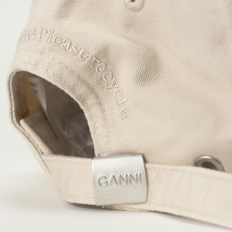 Ganni A7096 CANVAS CAT CAP, Egret