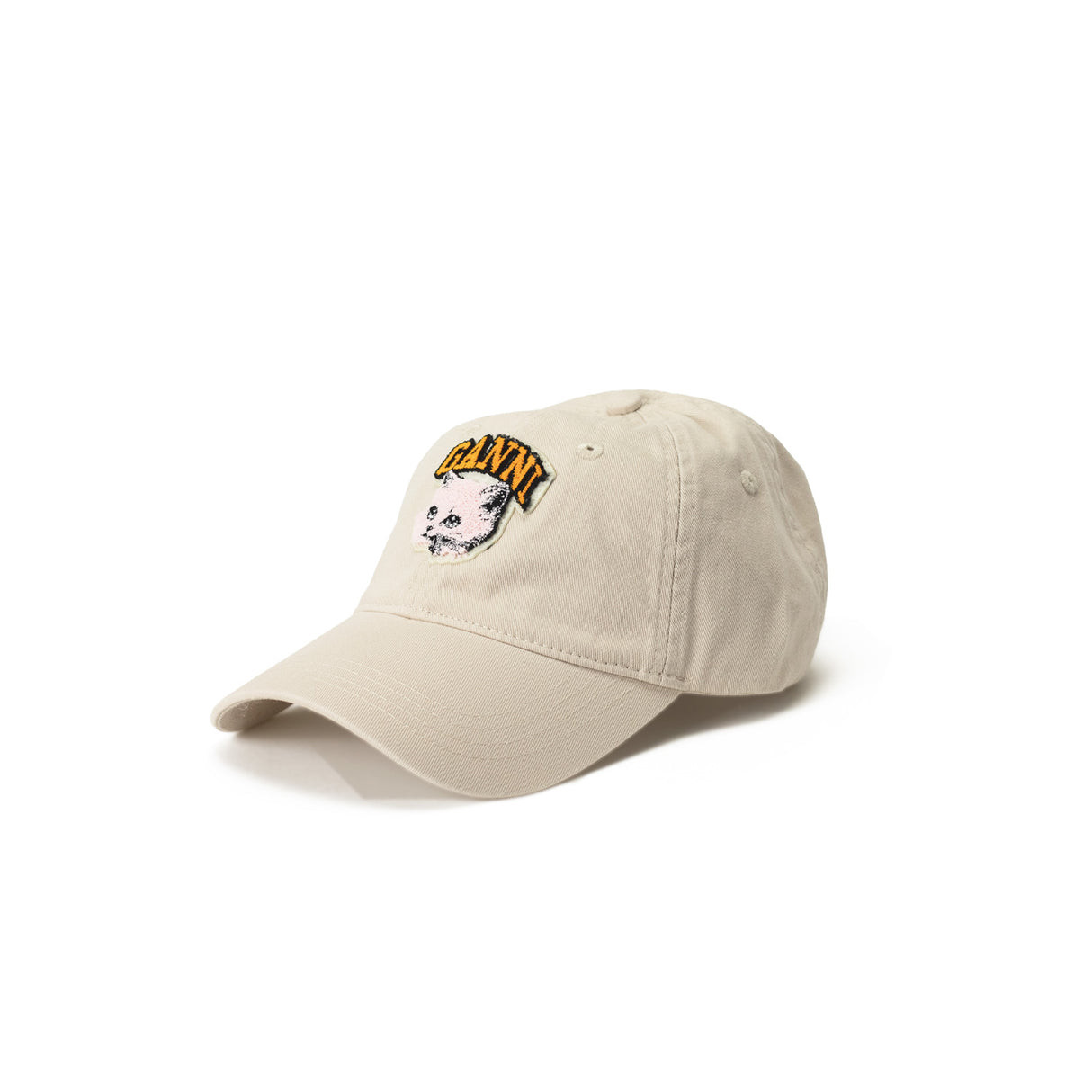 Ganni A7096 CANVAS CAT CAP, Egret