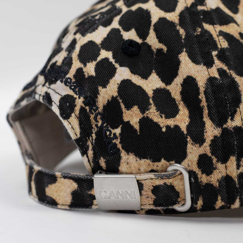 Ganni A6898 CANVAS CAP LEO EMB, Leopard