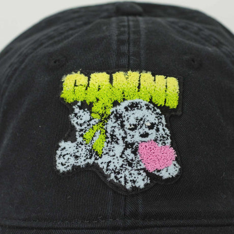 Ganni A6941 CANVAS PUPPY CAP, Washed Black