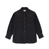 Ganni BRODERIE ANGLAISE DENIM SHIRT, Washed Black