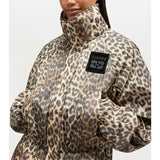 LEOPARD NYLON PARKA COAT, Almond Milk