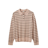 MADISON POLO, Dusty Rose/Espresso Stripe