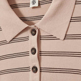 MADISON POLO, Dusty Rose/Espresso Stripe