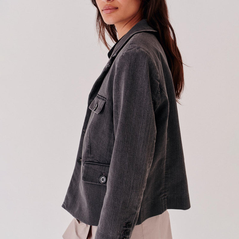 MERCI JACKET, Black Denim