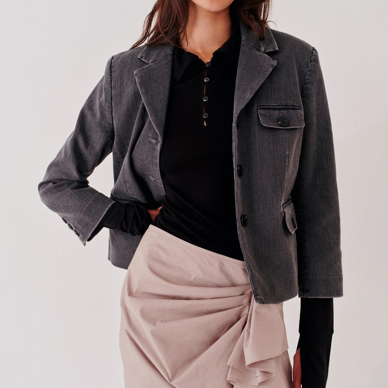 MERCI JACKET, Black Denim