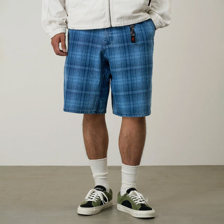 Gramicci LAGOON SHORT DENIM PLAID, Indigo Checker