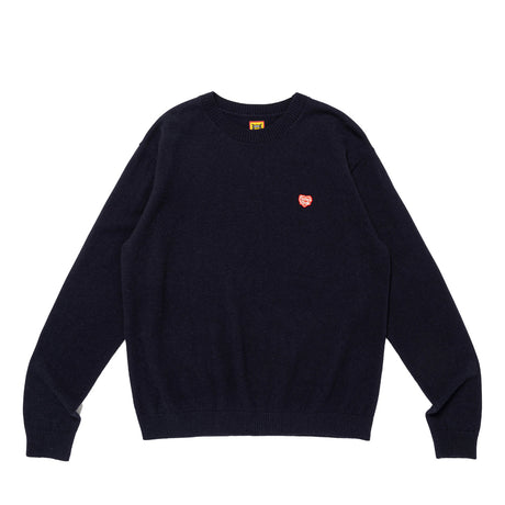 Human Made HEART BADGE KNIT SWEATER, Navy - Image 1