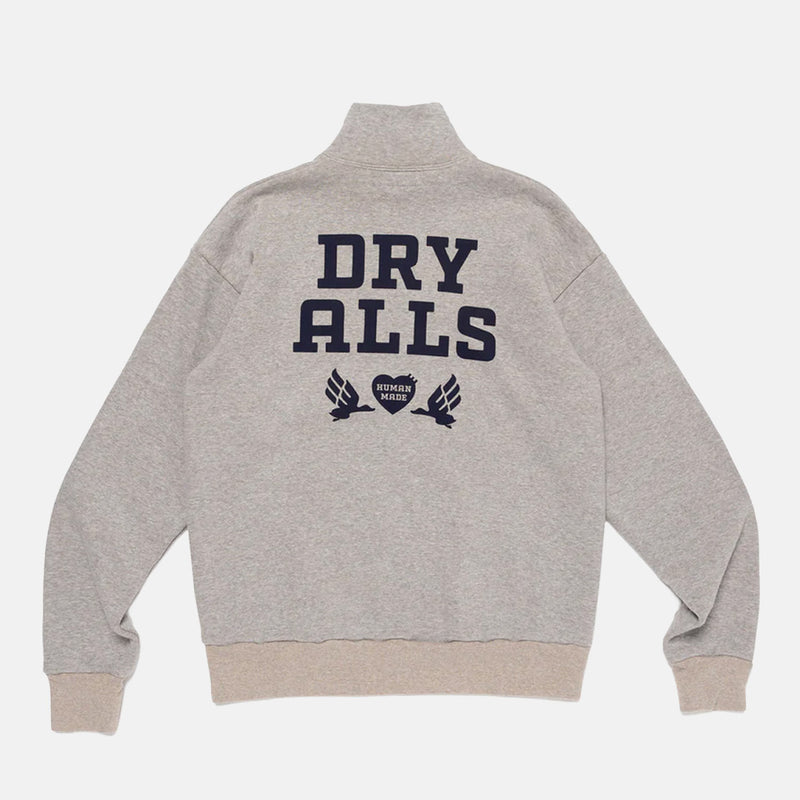 HUMAN MADE HALF-ZIP SWEATSHIRT, GRAY GRAY