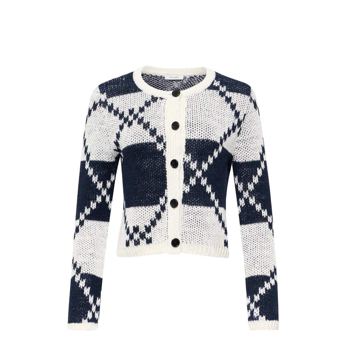 JW Anderson FAIRISLE CARDIGAN, Off White/Navy