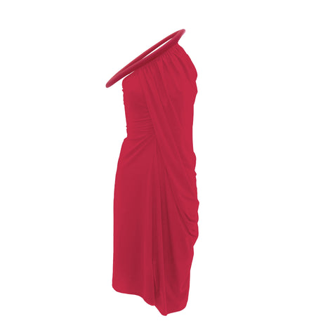 JW Anderson ONE SHOULDER GATHERED DRESS, Raspberry - Image 1