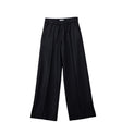 Black wide-leg pants on a white background