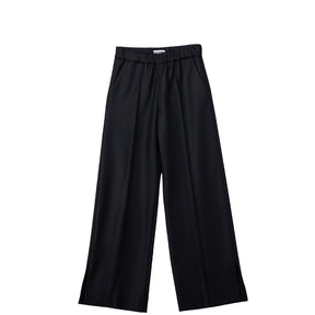 Black wide-leg pants on a white background