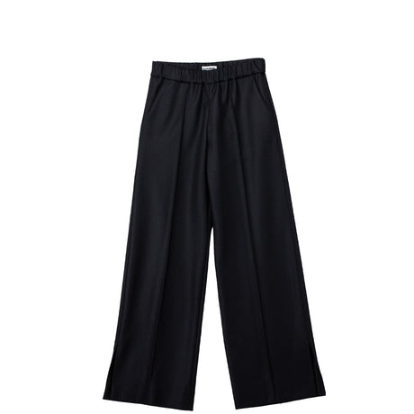 Black wide-leg pants on a white background
