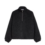 Jil Sander WOOL FLEECE SWEATSHIRT HN LS EMB, Lava Stone
