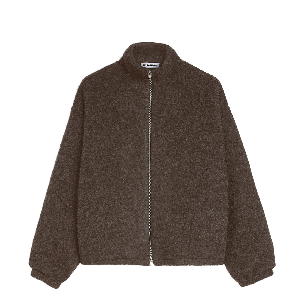 Jil Sander WOOL FLEECE ZIP-UP SWEATSHIRT, Chocolate Plum