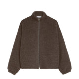 Jil Sander WOOL FLEECE ZIP-UP SWEATSHIRT, Chocolate Plum