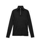 Jil Sander WOOL JERSEY LONGSLEEVE T-SHIRT WITH ZIP, Black