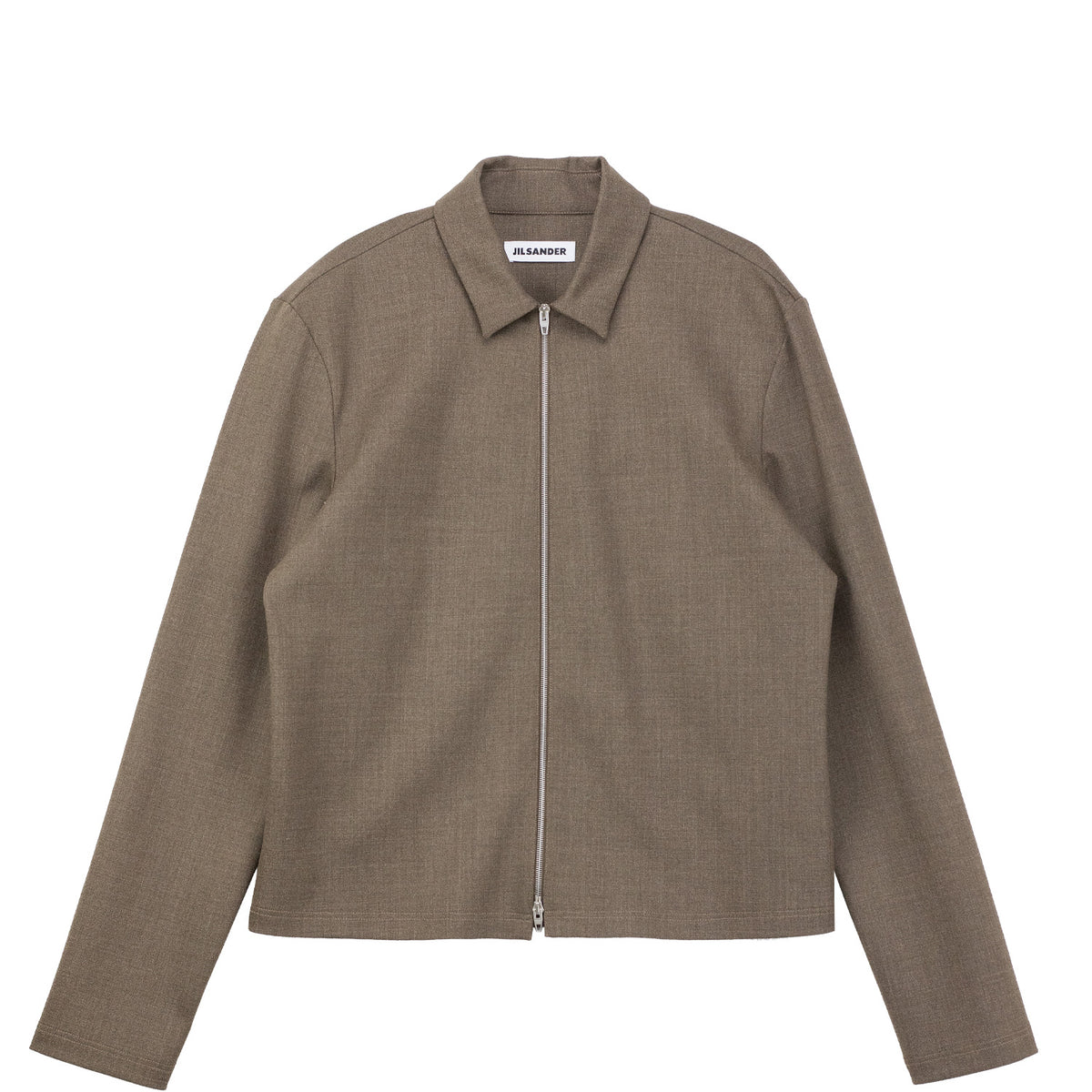 Jil Sander ZIPPED STRETCH WOOL SHIRT, Chocolate Plum
