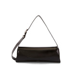 Black handbag on a white background