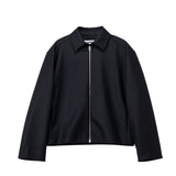Black jacket with a zipper on a white background