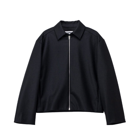 Black jacket with a zipper on a white background