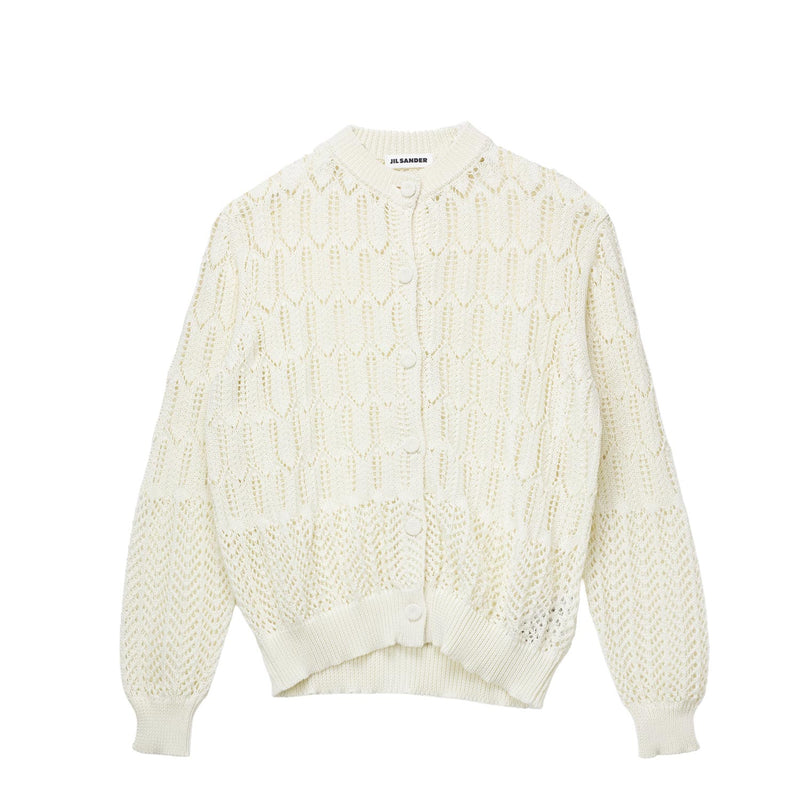 Lace cardigan on a white background. 