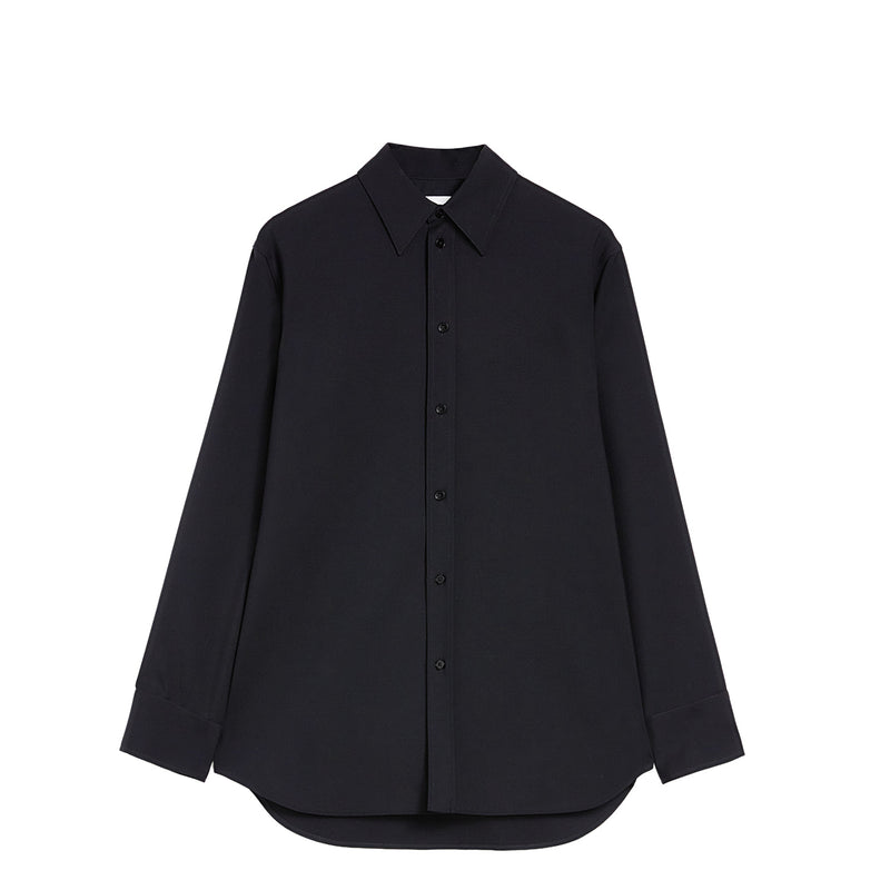 LIGHTWEIGHT WOOL GABARDINE SHIRT, Black