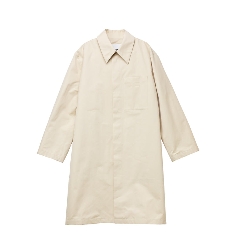 Beige long coat on a white background. 