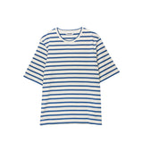 Navy stripe t-shirt on a white background.